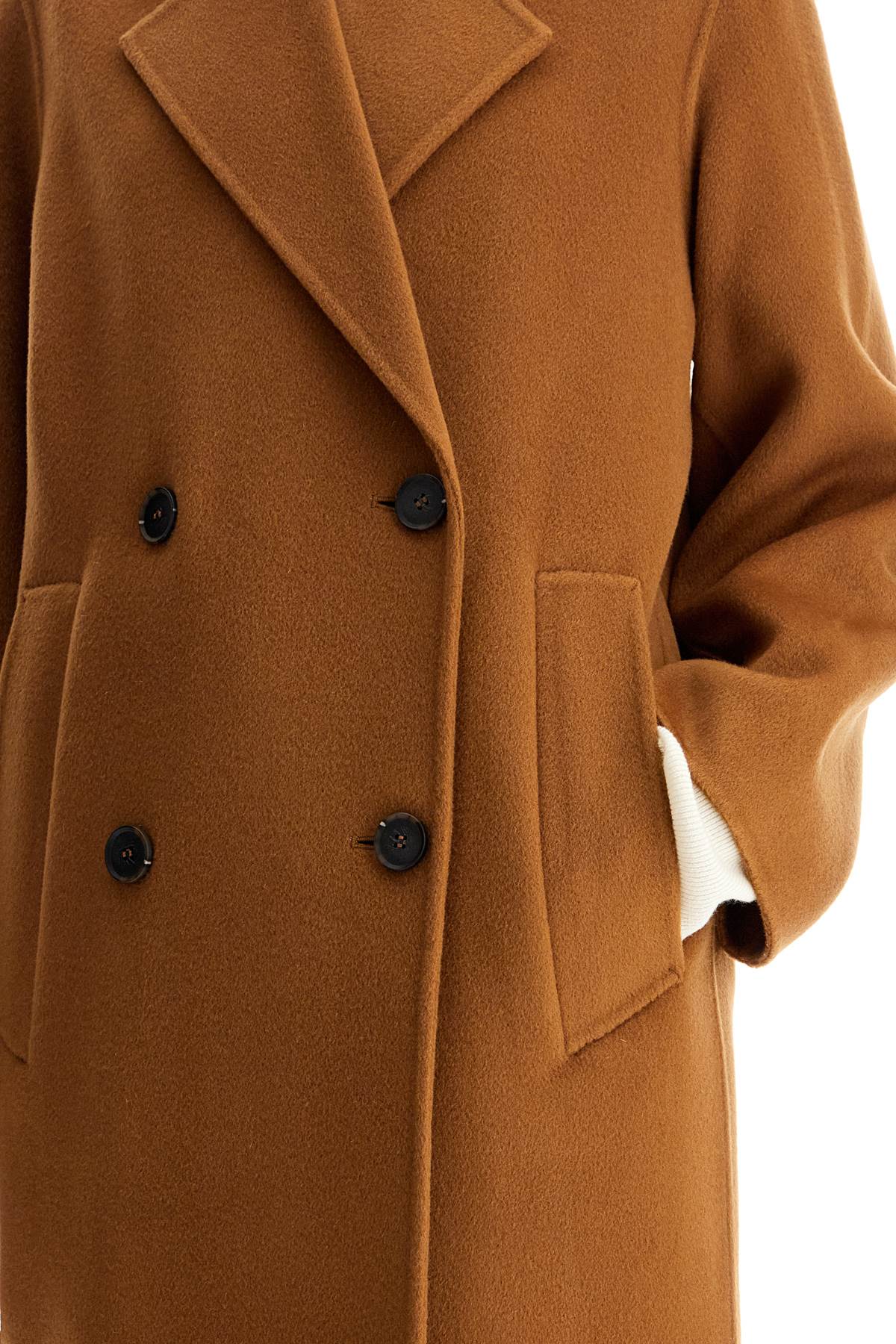 Clara Double-breasted Wool Coat  - Brown