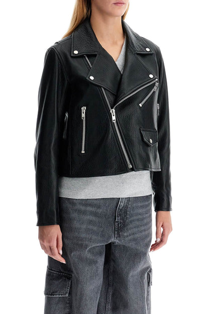 Lenny Sue Leather Biker Jacket  - Black