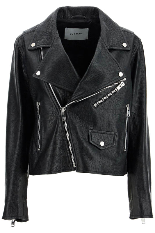 Lenny Sue Leather Biker Jacket  - Black