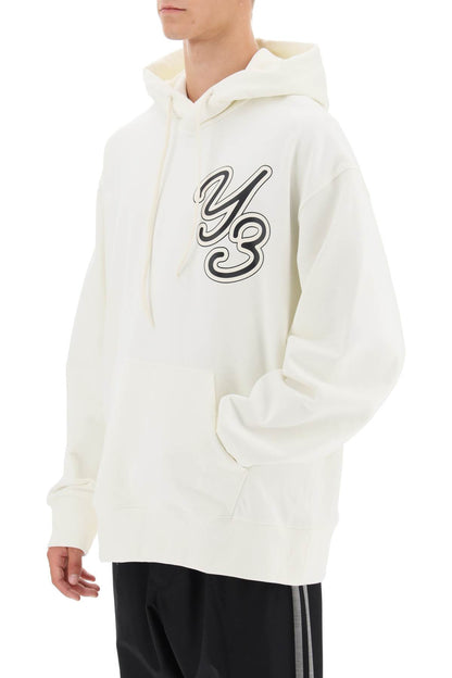 Hoodie With Logo Print  - Bianco