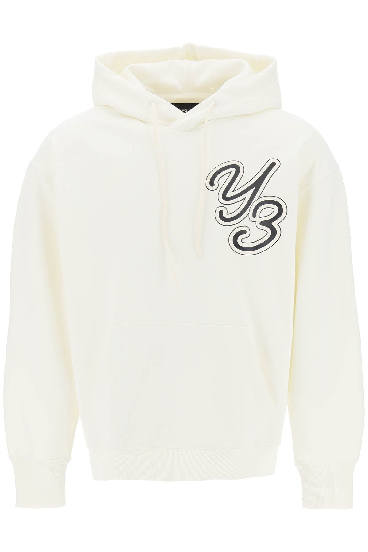 Hoodie With Logo Print  - Bianco