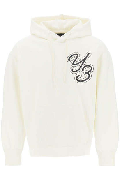 Hoodie With Logo Print  - Bianco