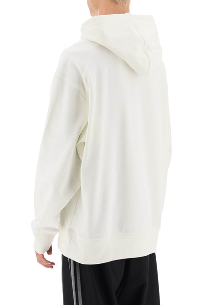 Hoodie With Logo Print  - Bianco