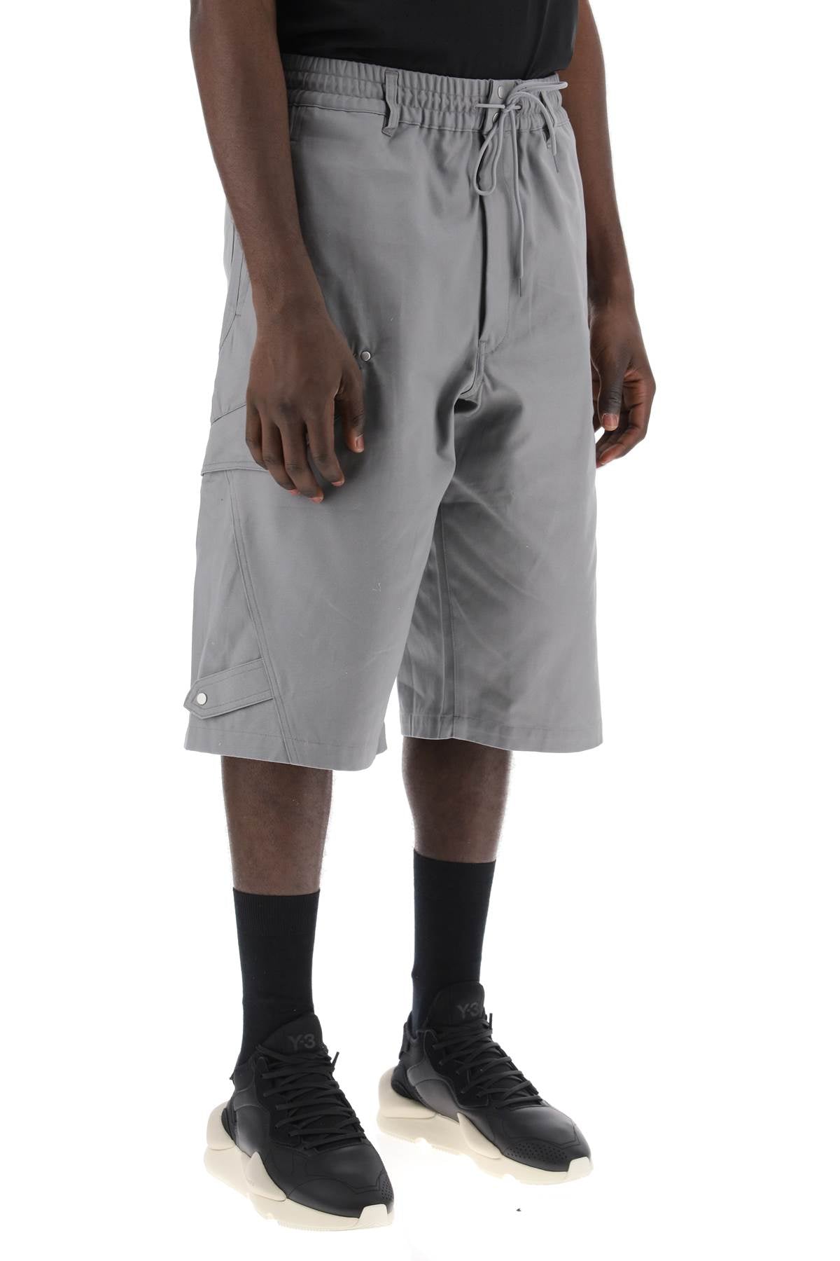 Canvas Multi-pocket Bermuda Shorts.  - Grey