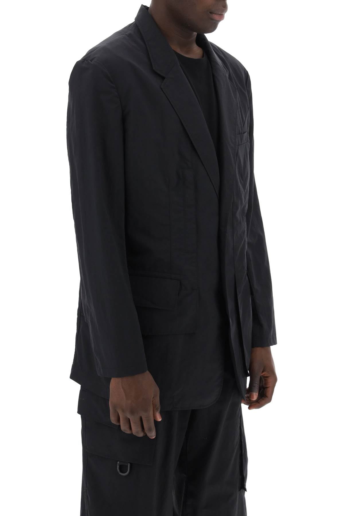 Crinkle Nylon Blazer  - Black