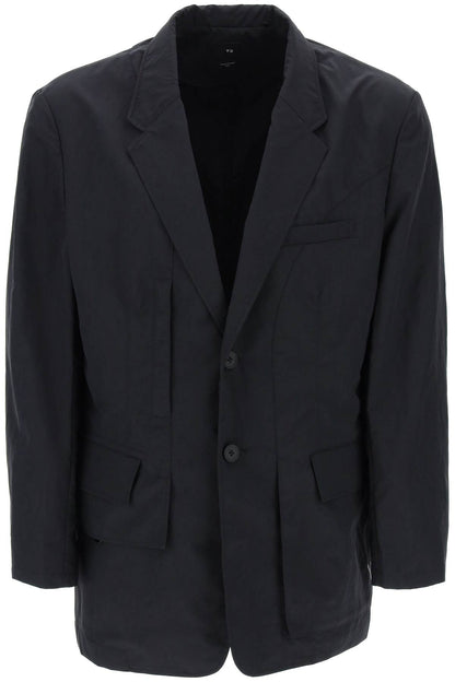 Crinkle Nylon Blazer  - Black