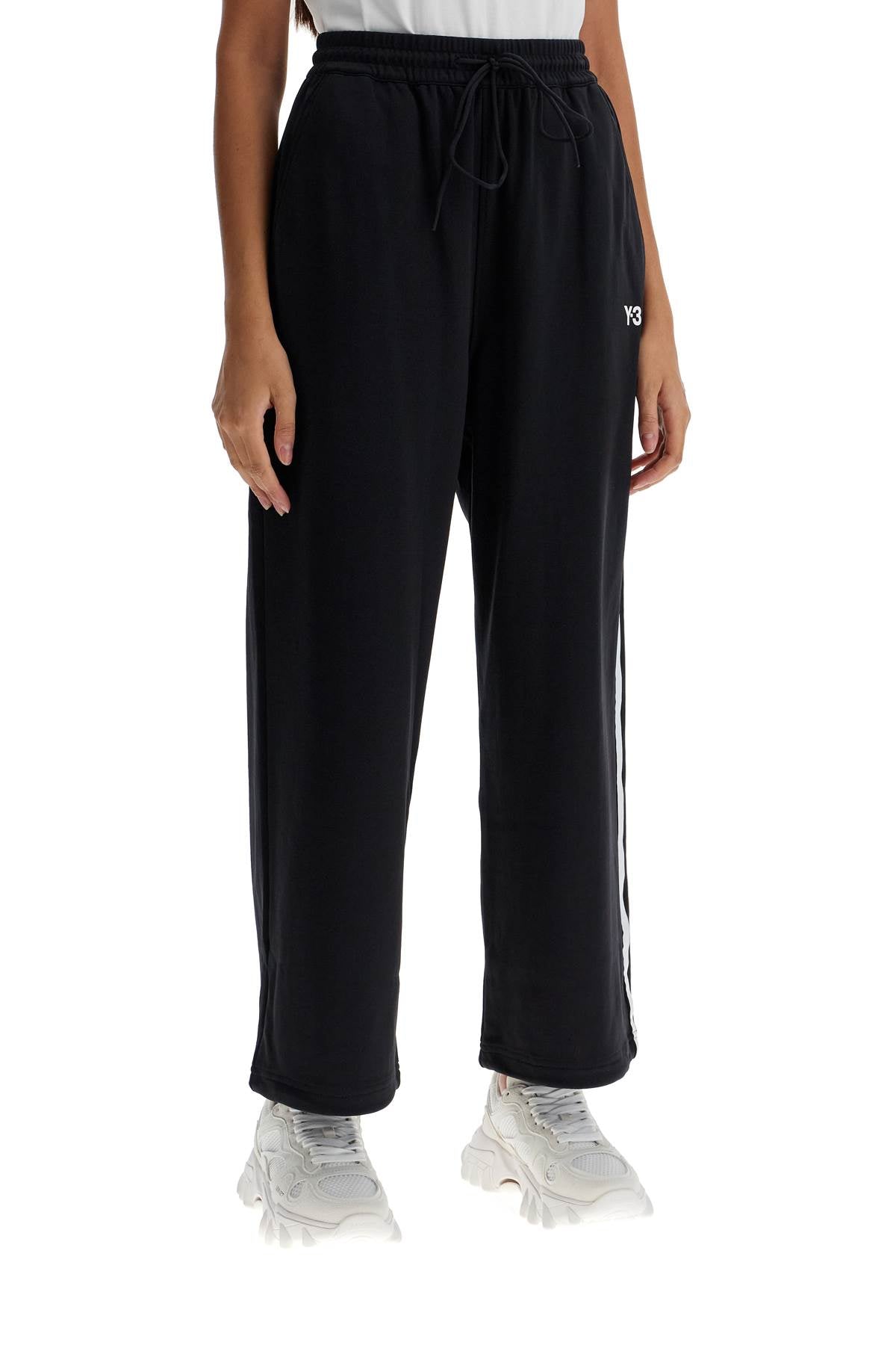 Cropped Wide-leg Joggers With  - Black