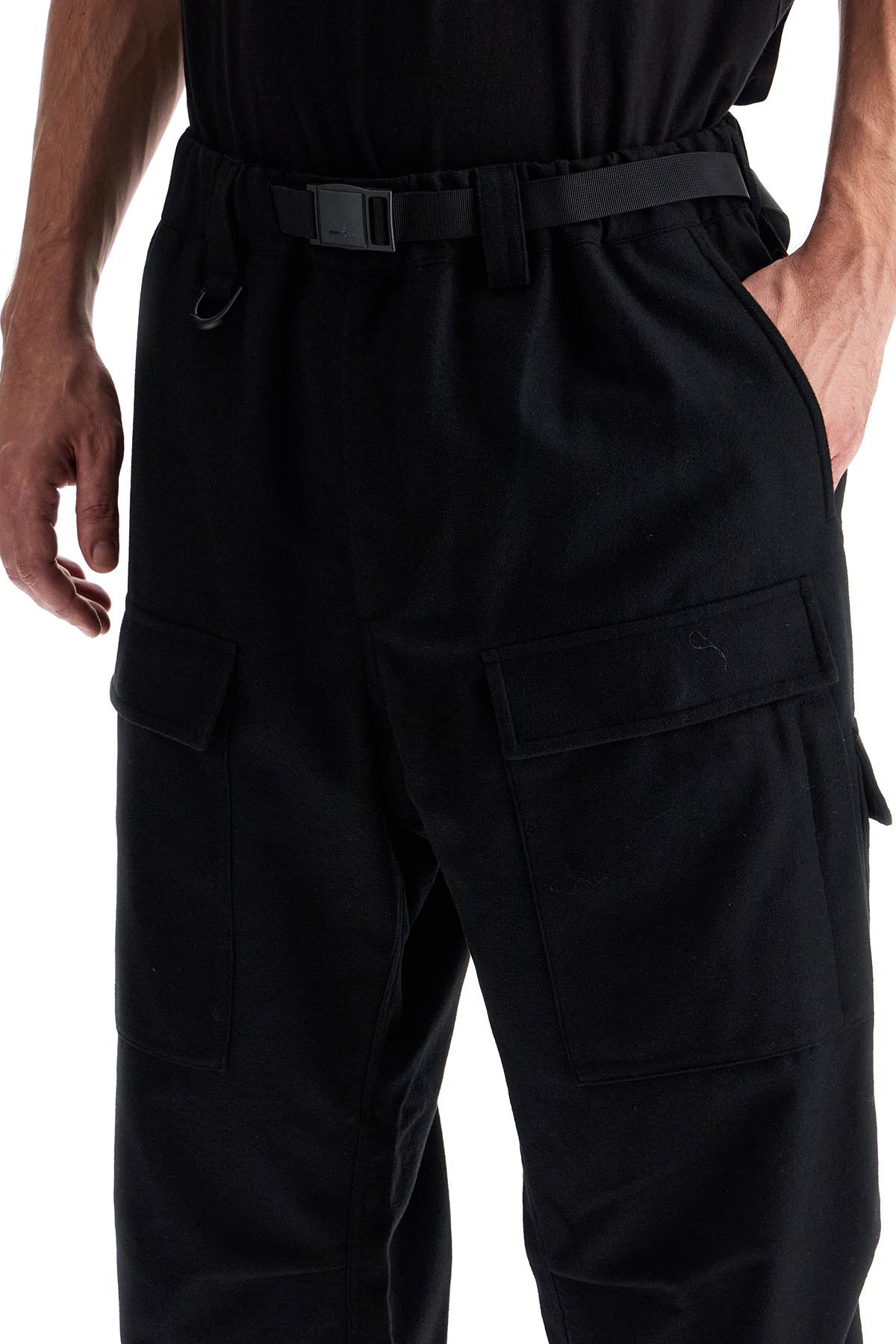 Flannel Cargo Pants For Men  - Black