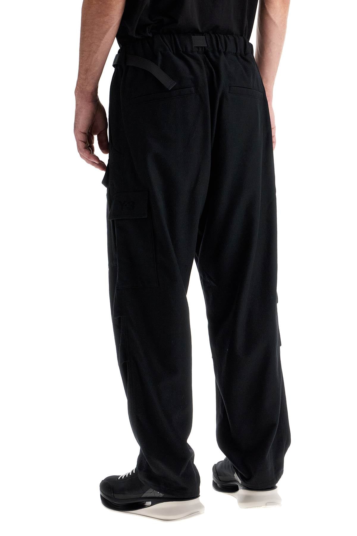 Flannel Cargo Pants For Men  - Black