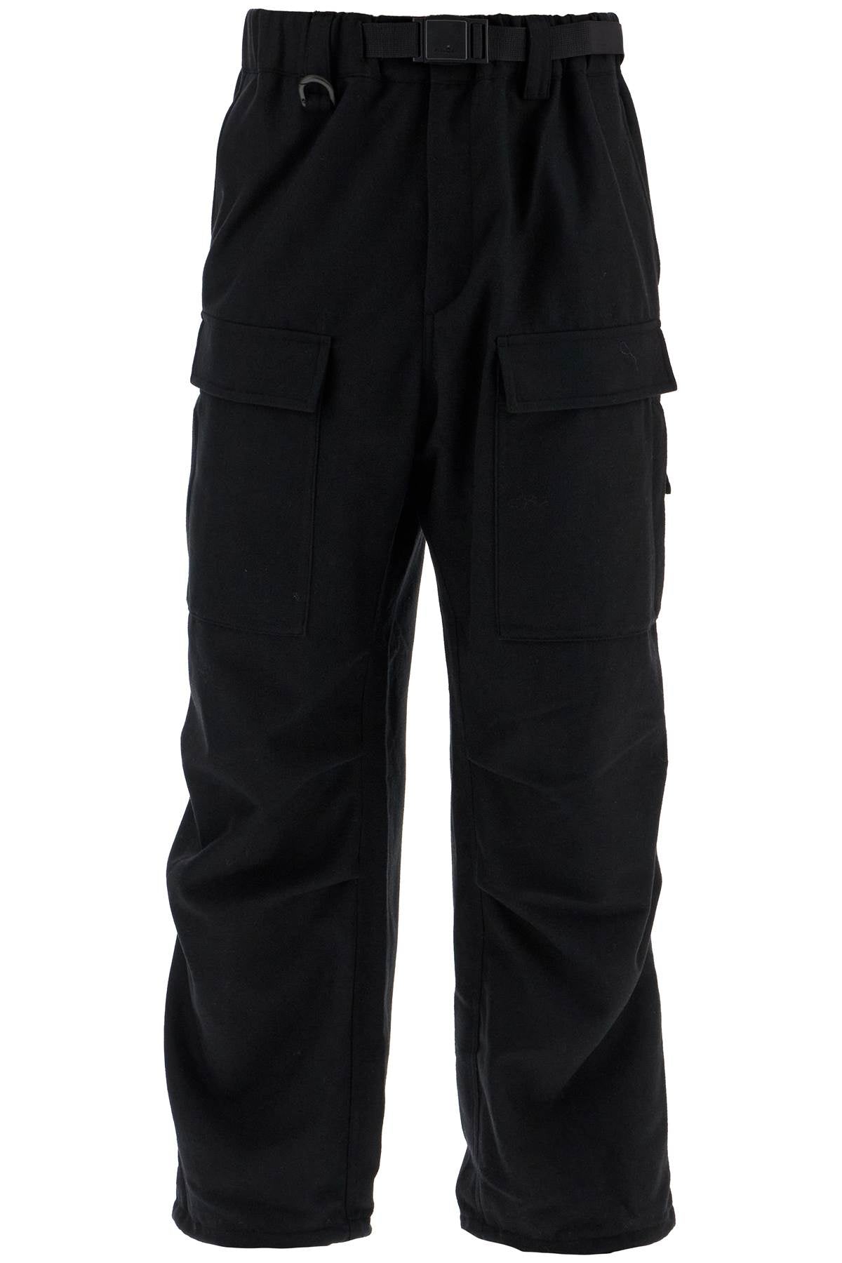 Flannel Cargo Pants For Men  - Black