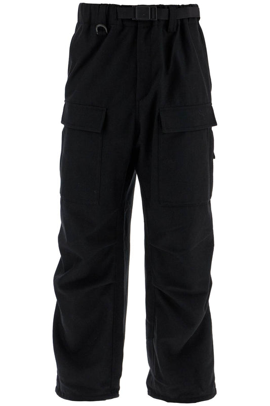 Flannel Cargo Pants For Men  - Black