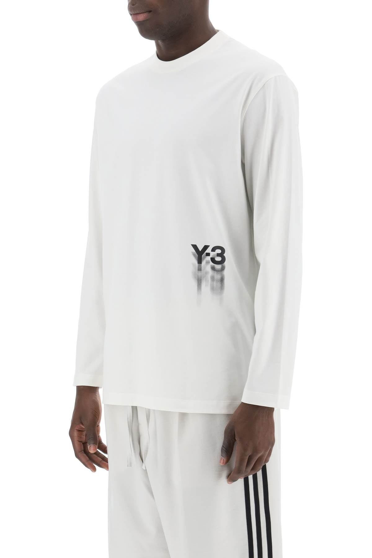 Long-sleeved T-shirt With Logo Print  - White