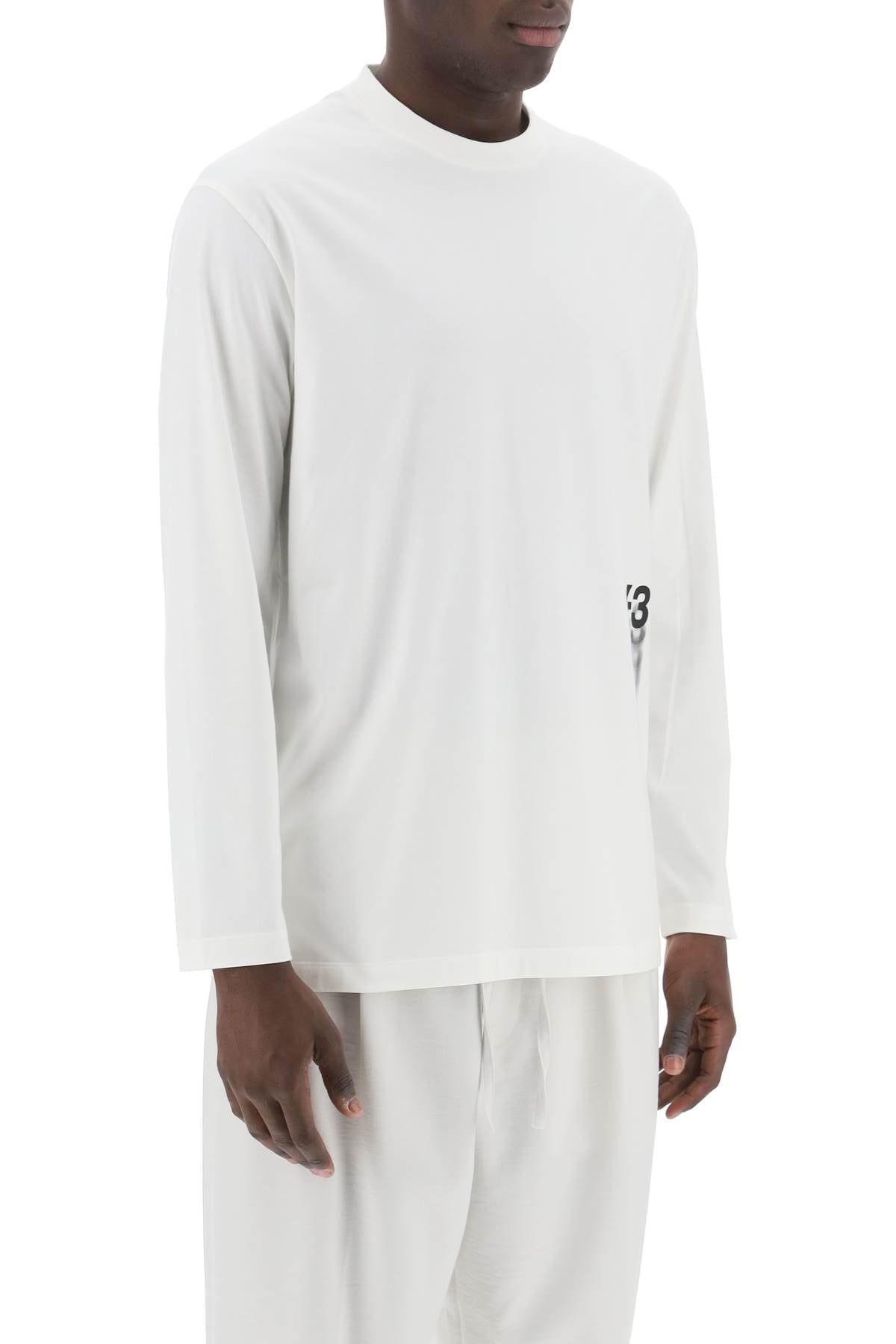 Long-sleeved T-shirt With Logo Print  - White