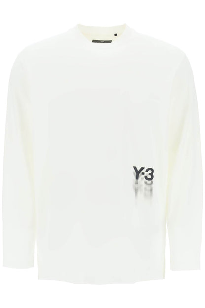 Long-sleeved T-shirt With Logo Print  - White