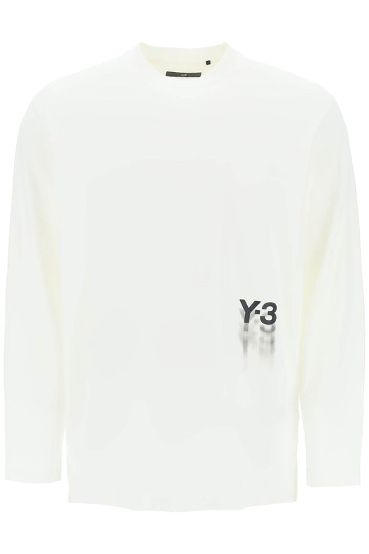 Long-sleeved T-shirt With Logo Print  - White