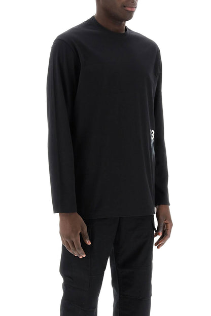 Long-sleeved T-shirt With Logo Print  - Black