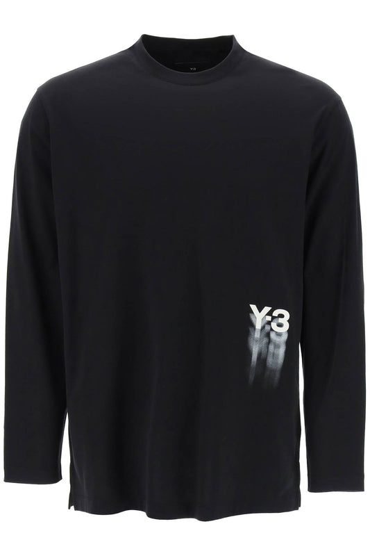 Long-sleeved T-shirt With Logo Print  - Black