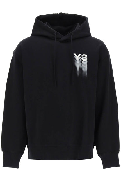 Hoodie With Gradient Logo Print  - Black