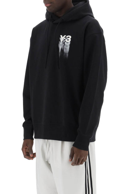 Hoodie With Gradient Logo Print  - Black