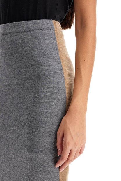 Bicolor Knit Skirt  - Grey