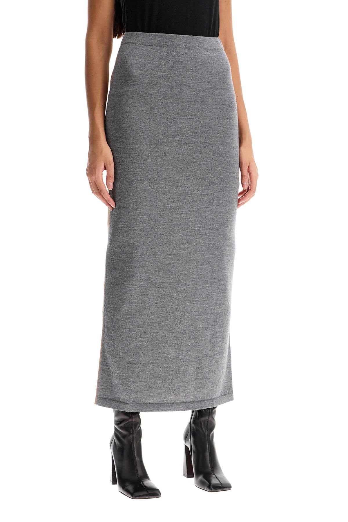 Bicolor Knit Skirt  - Grey