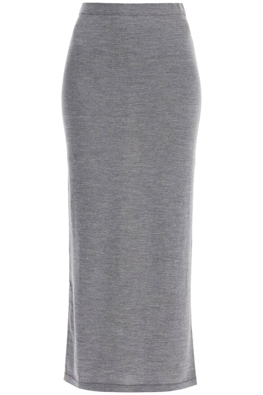 Bicolor Knit Skirt  - Grey