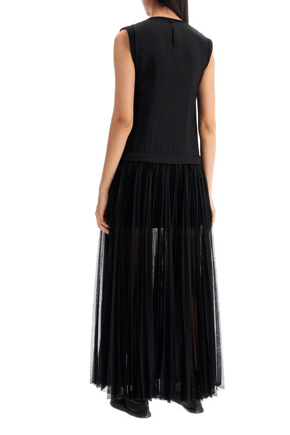 Layered Dress With Pleated Skirt  - Black