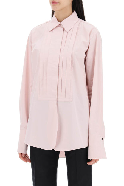 Pleated Bib Shirt With  - Pink