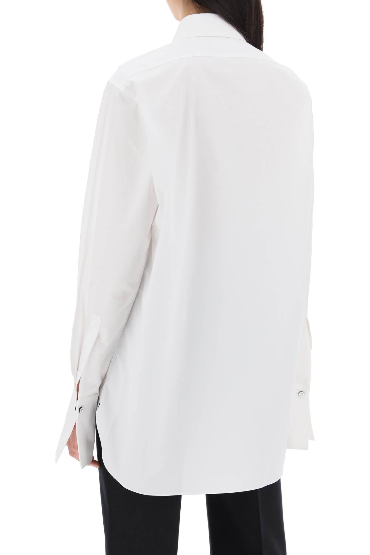 Pleated Bib Shirt With  - White