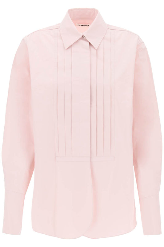 Pleated Bib Shirt With  - Pink