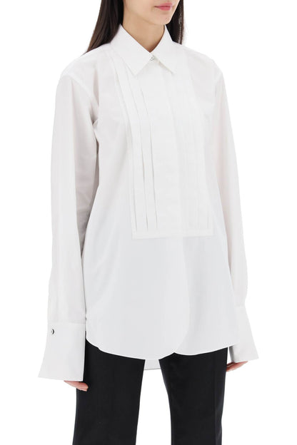 Pleated Bib Shirt With  - White