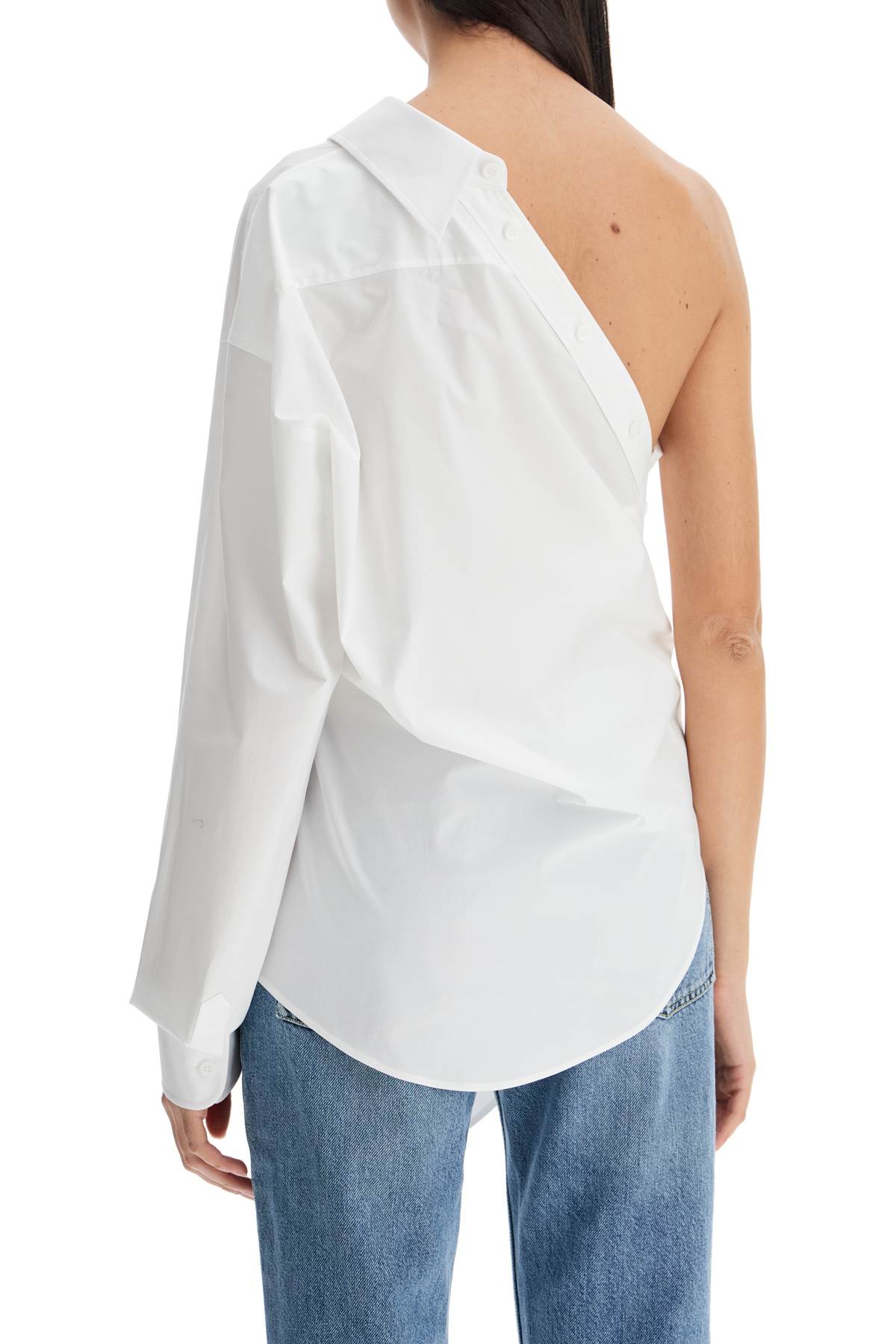 One-shoulder Poplin Stretch  - White