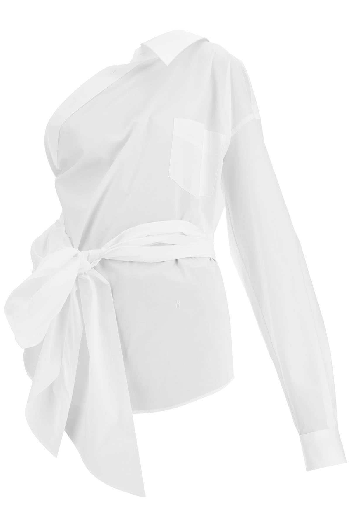 One-shoulder Poplin Stretch  - White