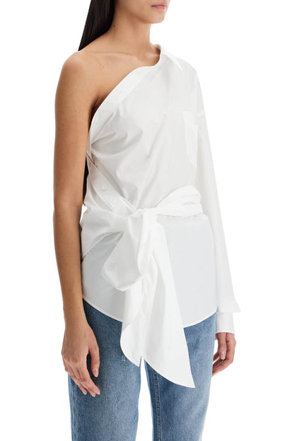 One-shoulder Poplin Stretch  - White