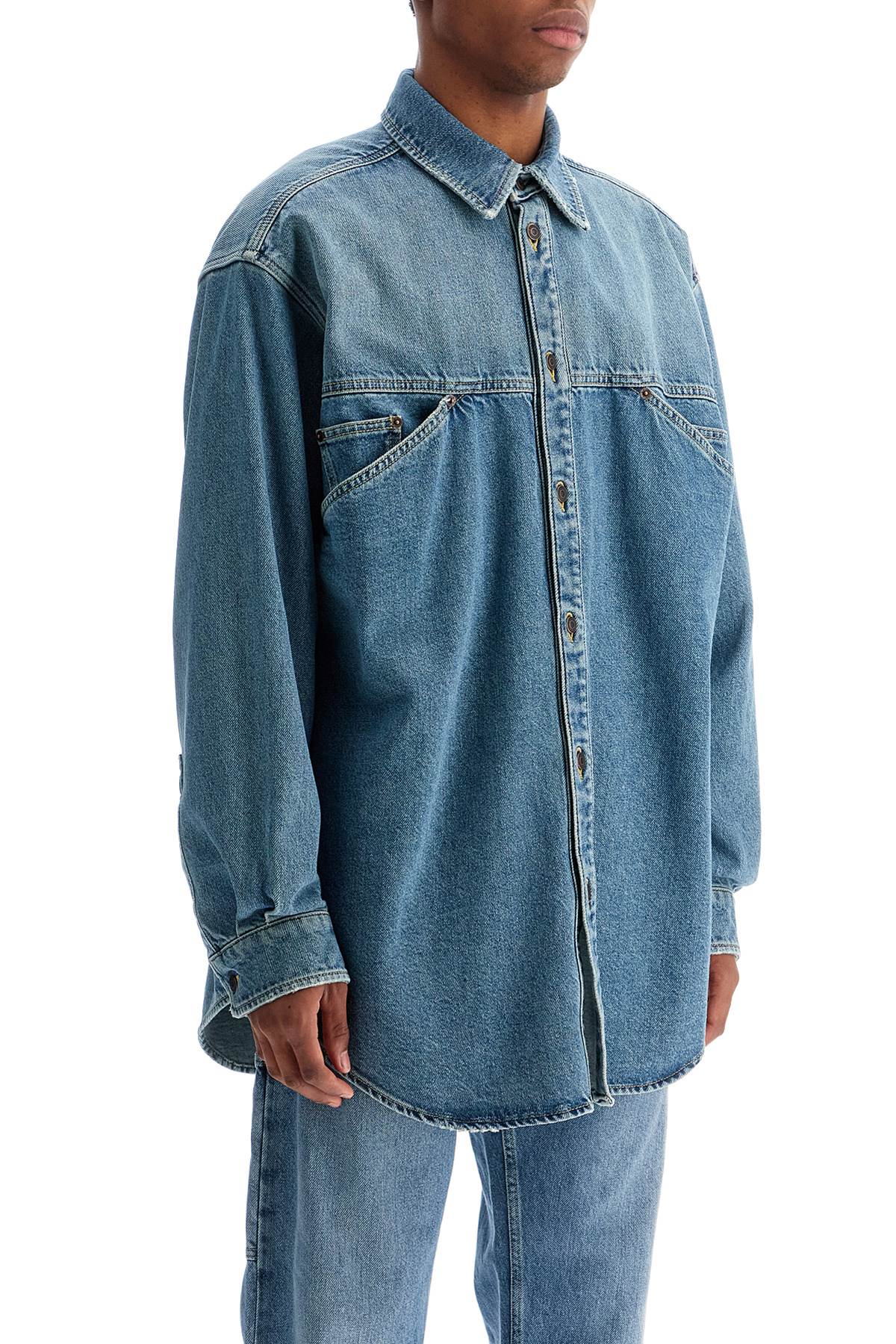 Denim Shirt With Pockets  - Blue