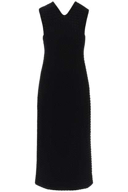 Midi Dress In Openwork Knit  - Black