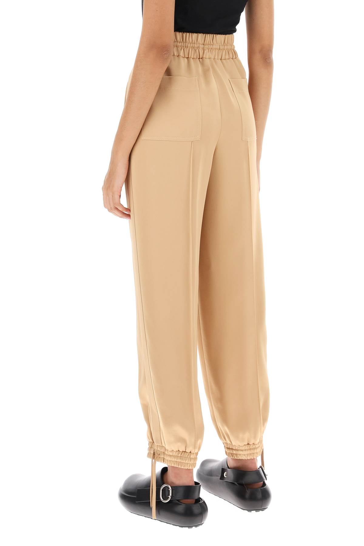 Satin Drawstring Pants  - Beige