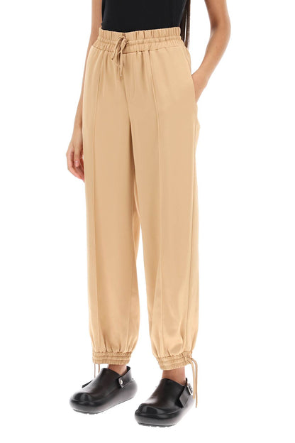 Satin Drawstring Pants  - Beige