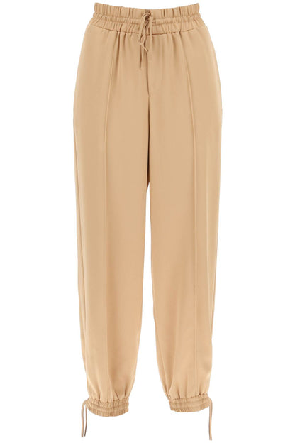 Satin Drawstring Pants  - Beige