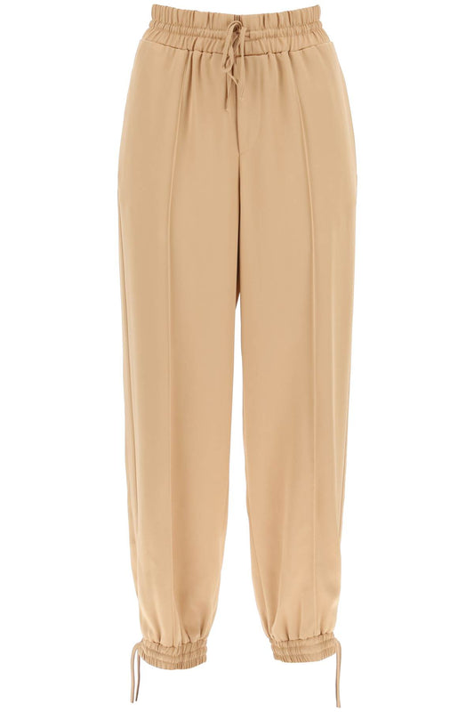 Satin Drawstring Pants  - Beige