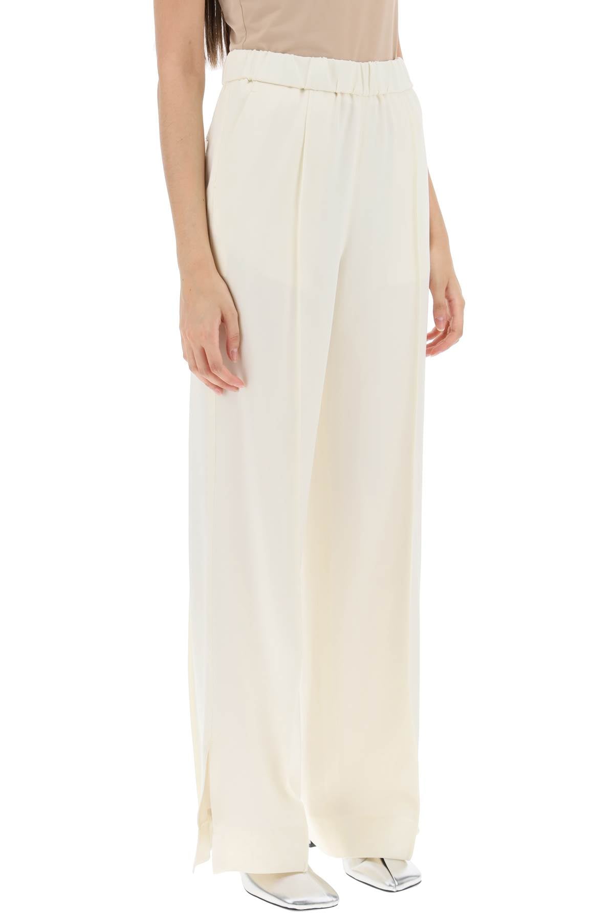 Pants In Envers Satin  - Bianco