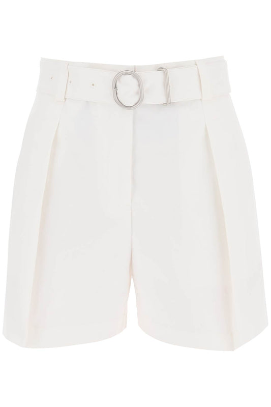 Cotton Bermuda Shorts With Removable Belt  - White