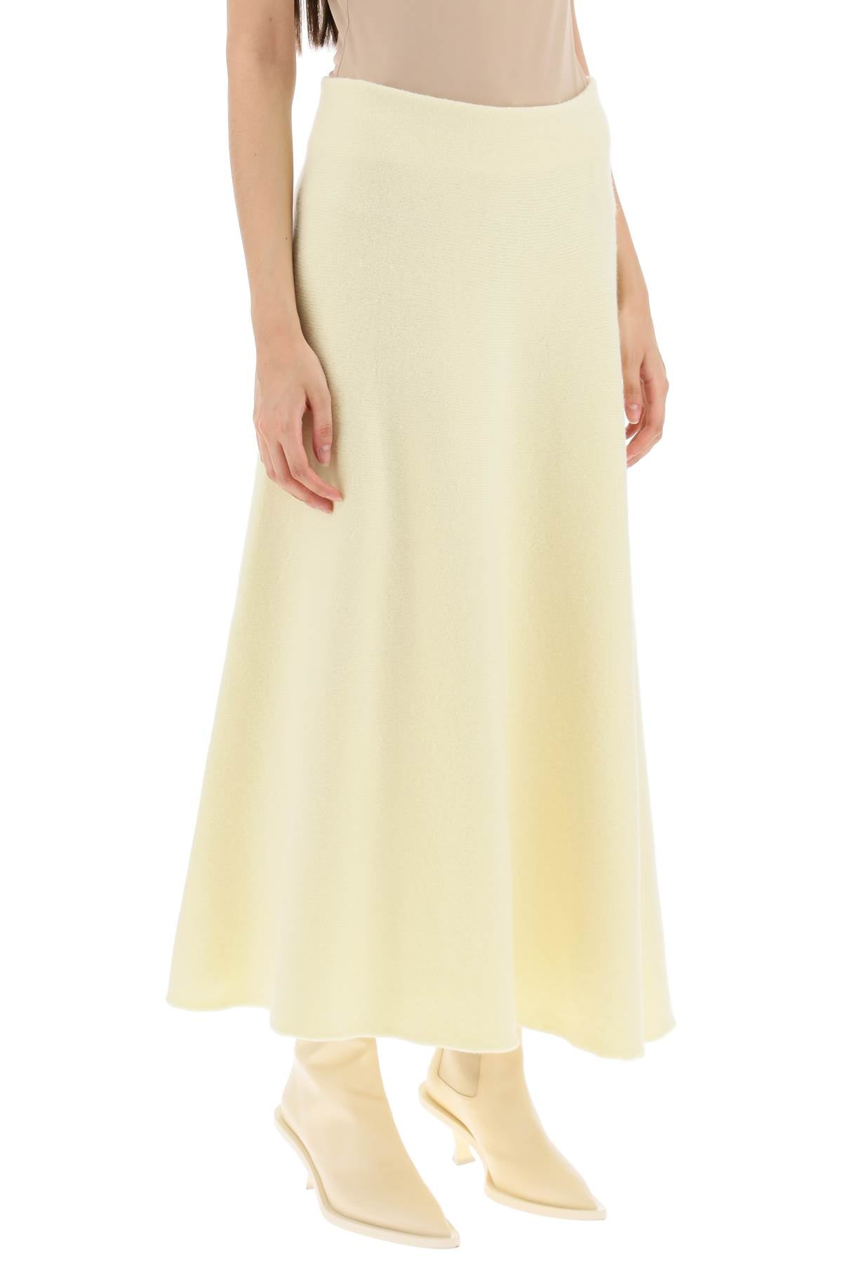 Wool Knit Midi Skirt  - Giallo