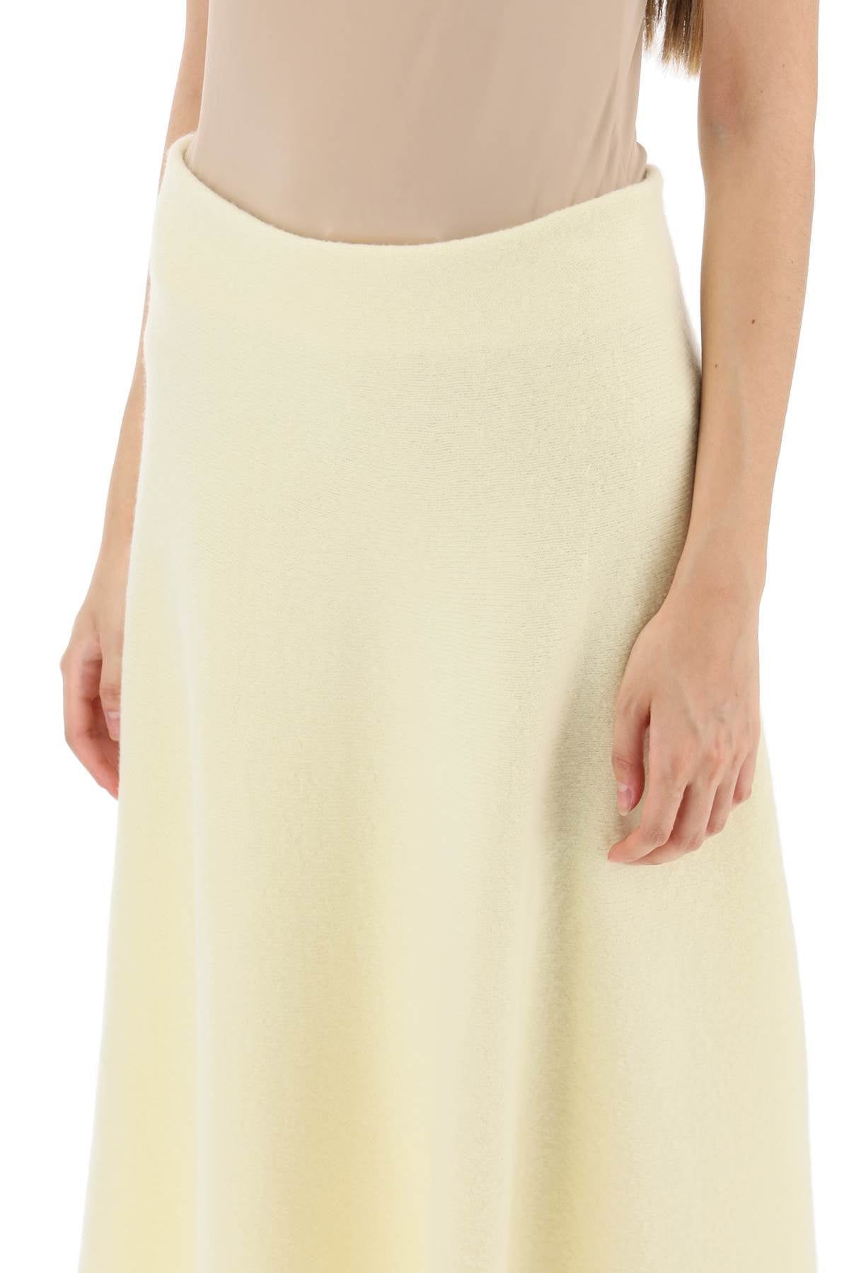 Wool Knit Midi Skirt  - Giallo