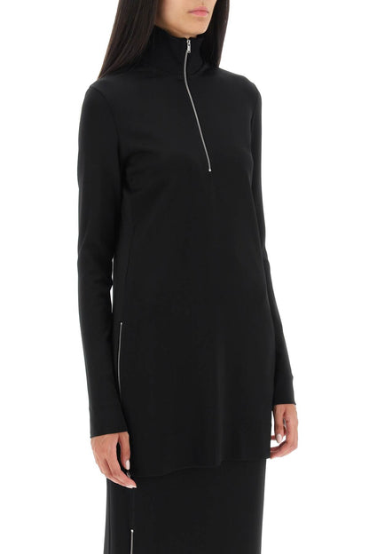 Funnel-neck Long Top  - Nero