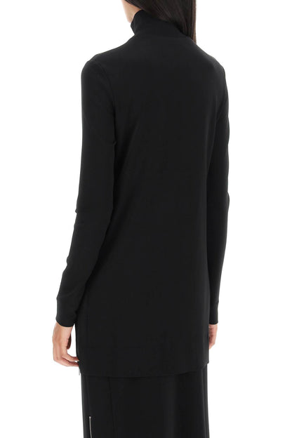 Funnel-neck Long Top  - Nero