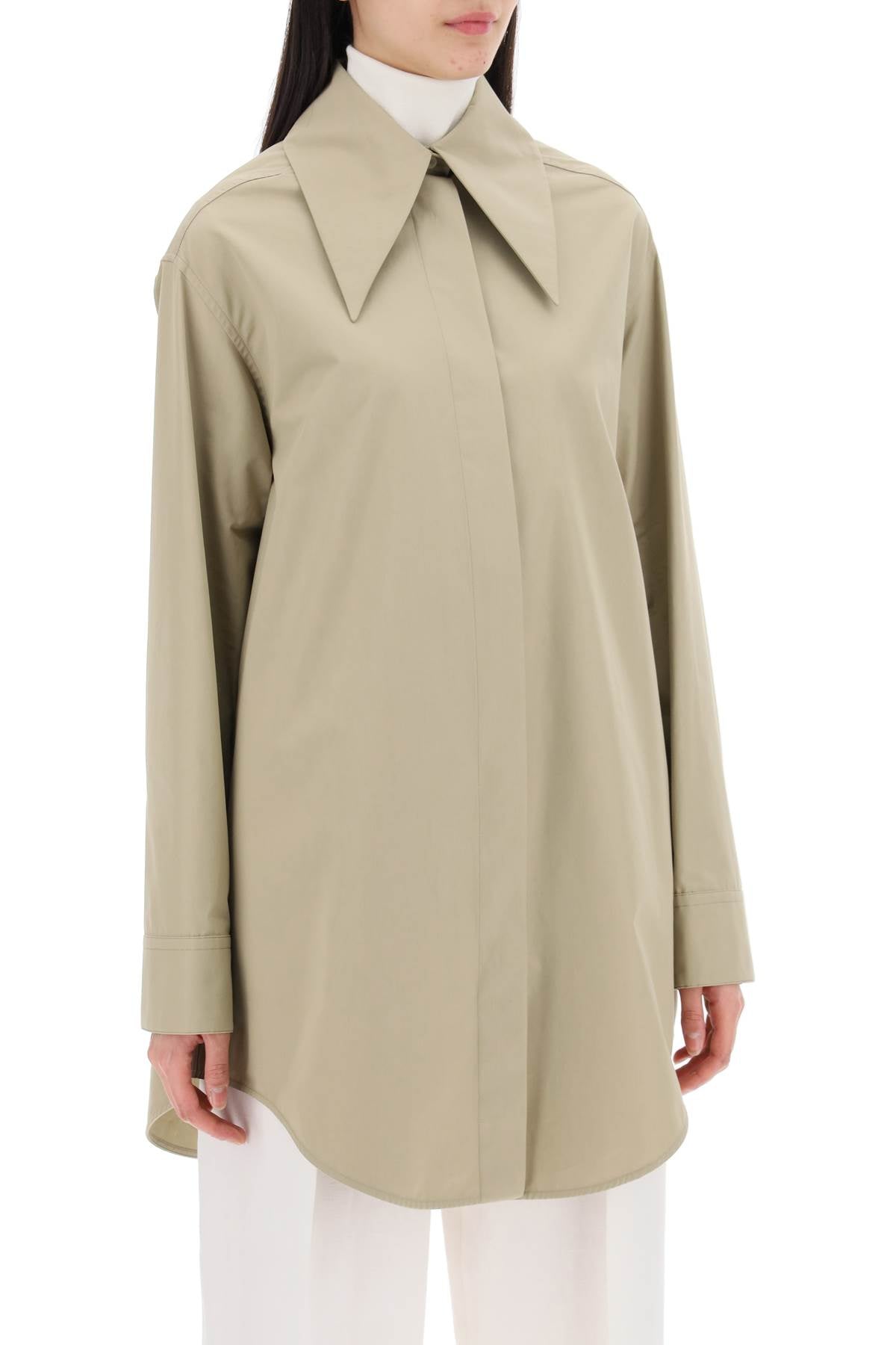 "oversized Organic Cotton Shirt  - Khaki