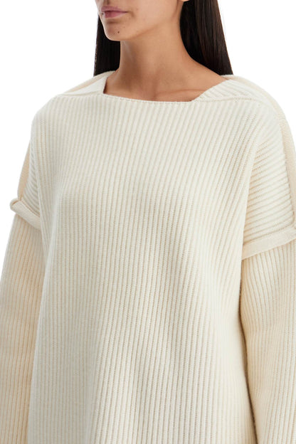 'oversized Ribbed Knit Pul  - White