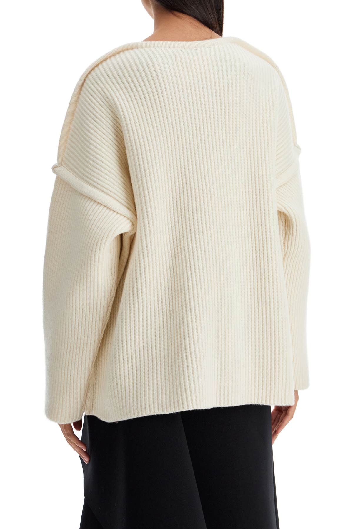 'oversized Ribbed Knit Pul  - White