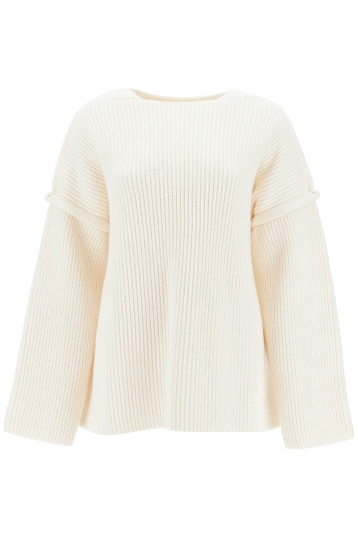 'oversized Ribbed Knit Pul  - White